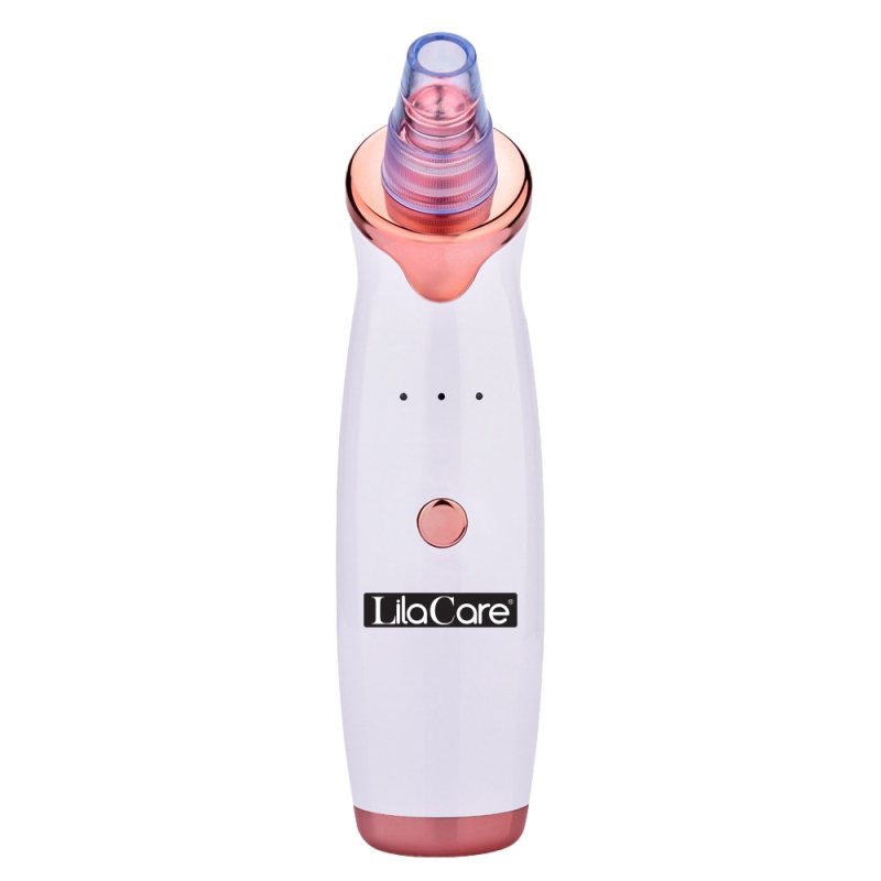 Aspirator facial Lila Care, ingrijire ten, indepartarea punctelor negre, minimizarea porilor, putere de aspirare mare, 3 nivele de rezistenta, 5 capete inlocuibile, portabil, alb