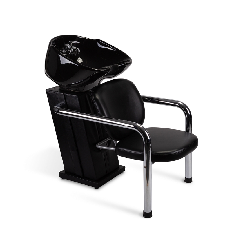 Unitate de spalare coafor Lila Rossa cu scaun si bazin ceramic, model 91811, negru