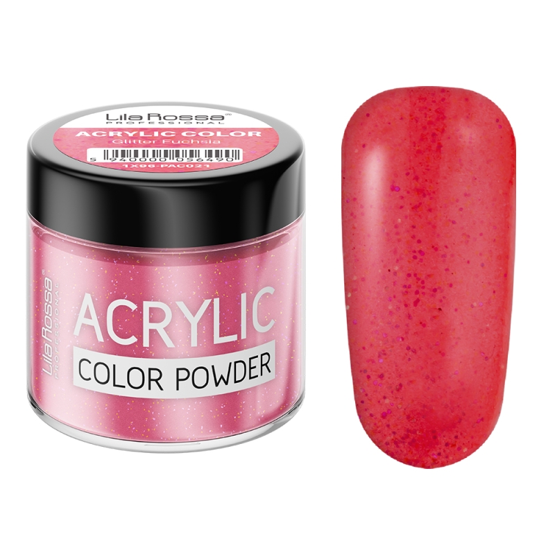 Pudra acrilica color, Lila Rossa, Glitter Fuchsia, 7 g