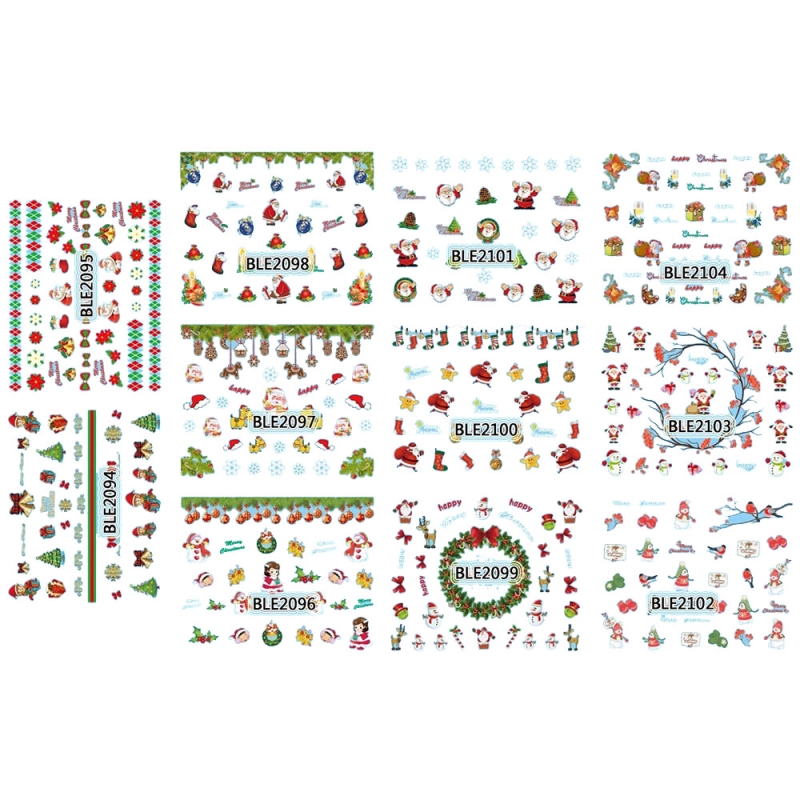 Set stickere nail art Lila Rossa, pentru Craciun, Revelion si iarna, 11 buc, ble-2094-2104
