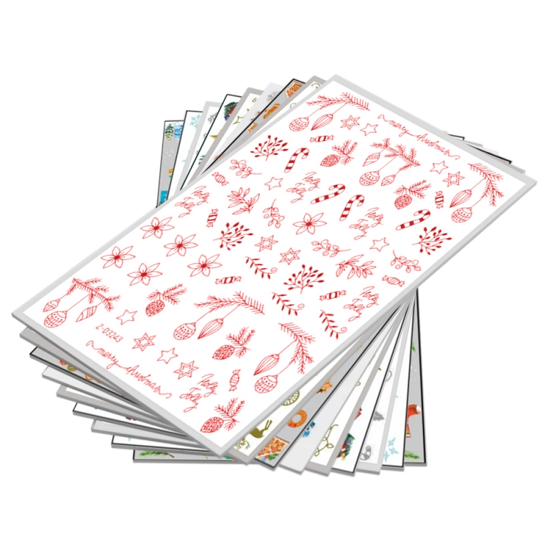 Set 12 stickere nail art Lila Rossa, pentru Craciun, Revelion si iarna, 777-09-2