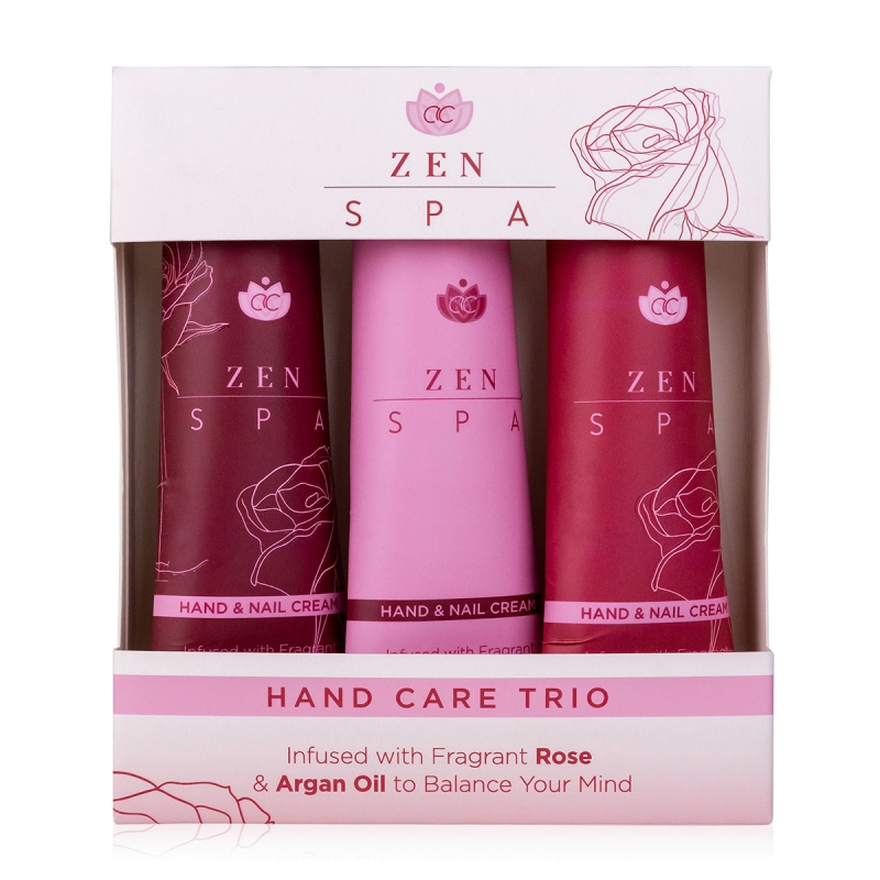 Set cadou femei, crema de maini, Hand care set ZEN SPA in gift box, incl. 3 * 60ml hand & nail cream, infused with Rose and Argan Oil, fragrance: Rose & Argan, col. red, PU 6/24, set cadou craciun